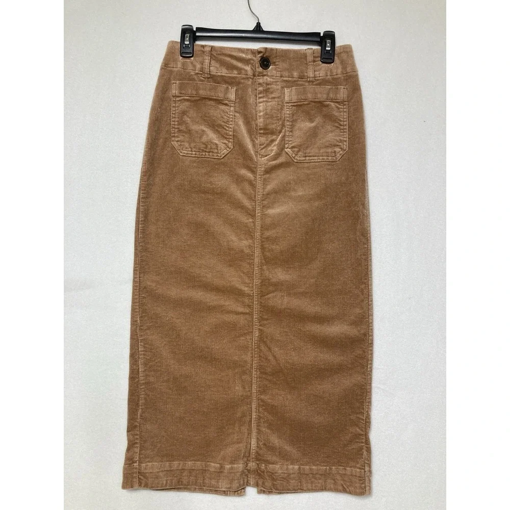 Anthropologie‎ Colette SP Skirt Maeve Corduroy Maxi Mustard Brown Boho Grunge